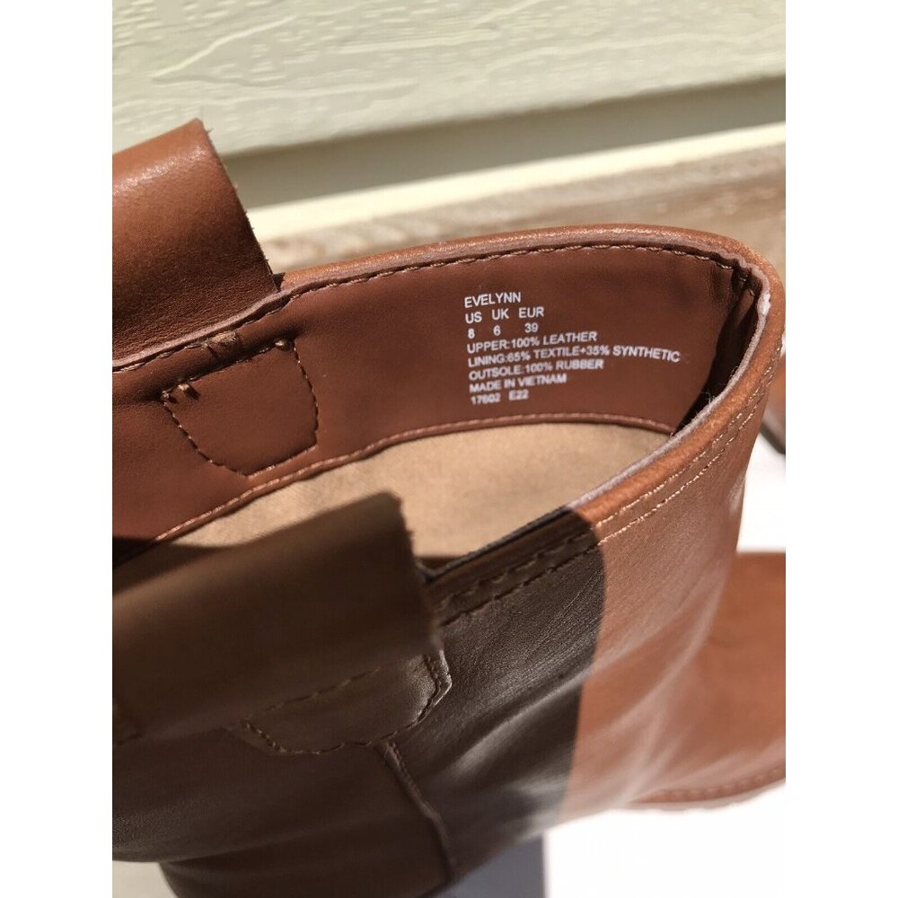 Ralph Lauren Evelynn Brown Short Slip On Logo Leather Boots Women's 8 39 - Picture 8 of 13